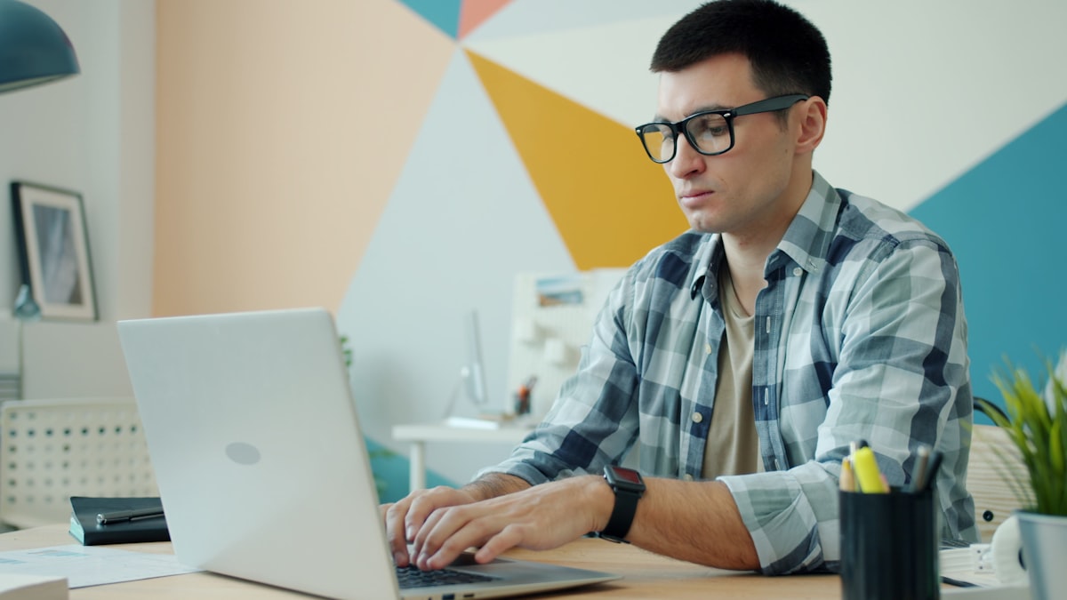 Man working on personal goals and productivity